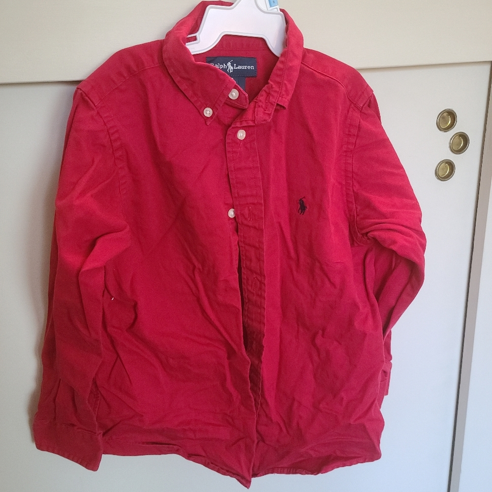 Red long sleeve button down shirt Ralph Lauren